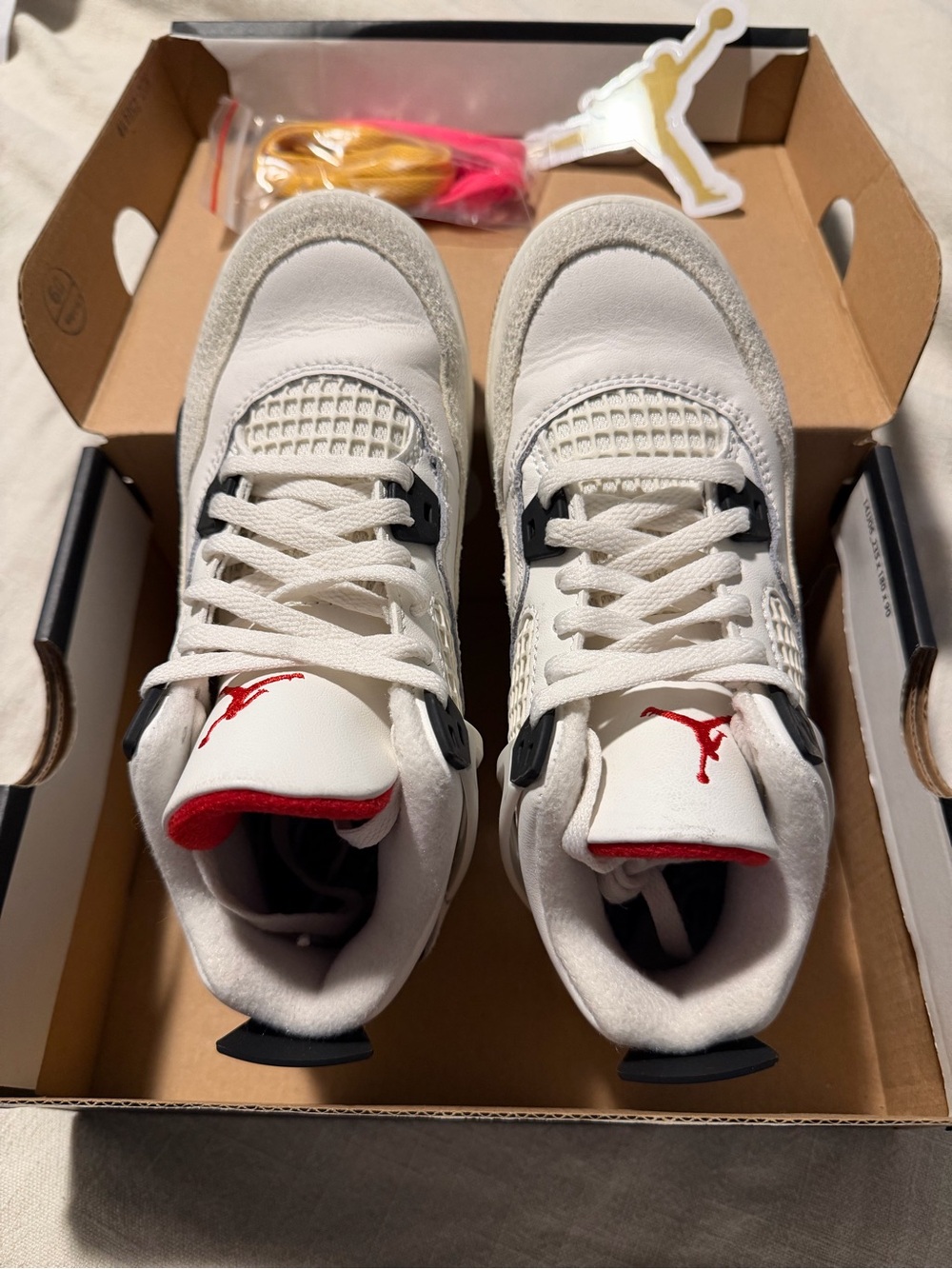 Jordan White with Red Accents Retro Basketball Sneakers